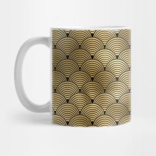 Ringed Scales in Black and Gold Vintage Faux Foil Art Deco Vintage Foil Pattern Mug